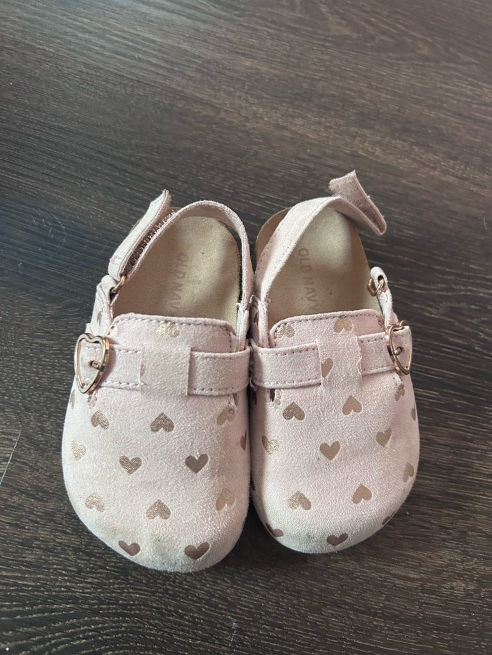 Old Navy Pink Suede-Look Heart Mary Jane Baby Shoes
